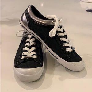 Coach black silver canvas sneakers 7.5